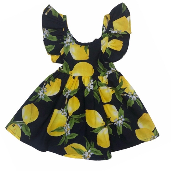 @oceanbeaches Other - Toddler Girls Lemon Print Flutter Sleeve Dress